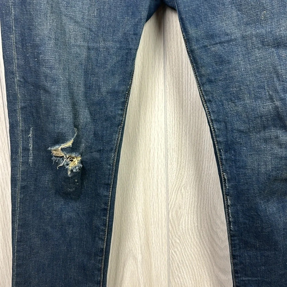 Pilcro Womens Jeans 29 Dark Wash Straight‎ Leg Cotton Pants Hole High Rise - Picture 5 of 9